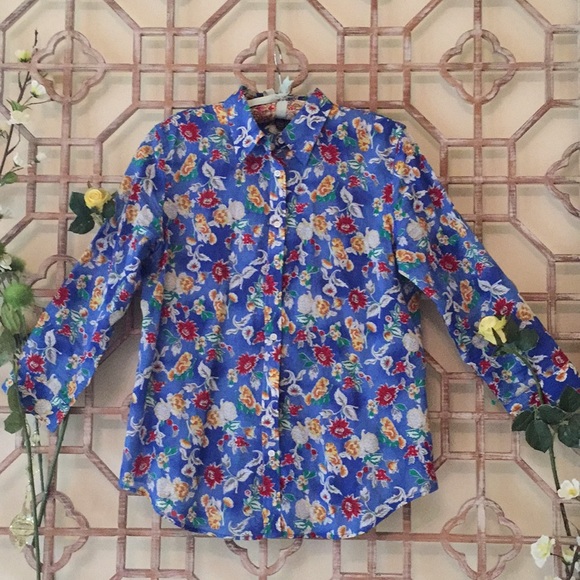 Ralph Lauren Tops - Ralph Lauren blue floral button down shirt